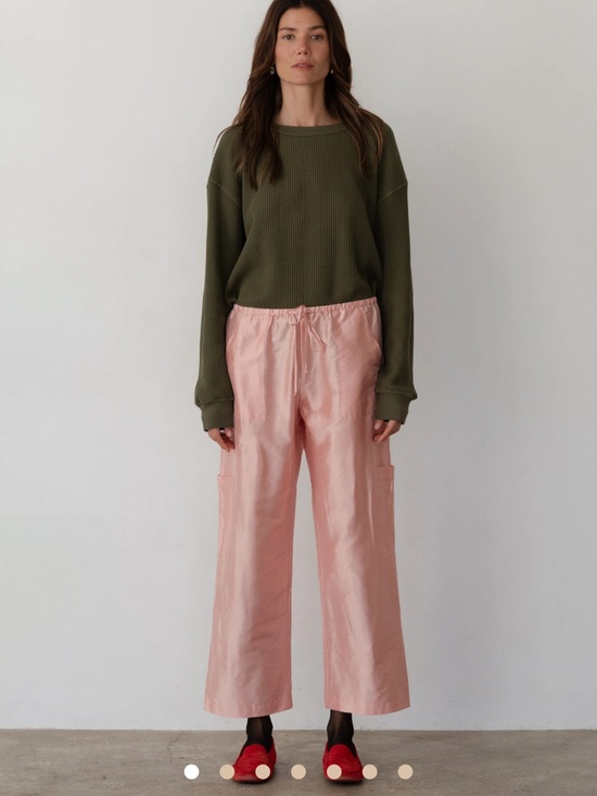 DONNI. Pants - DONNI. Pink Satin Wide-Leg Cargo Ankle Pants size medium worn twice!